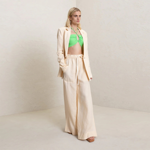 Nuovi arrivi biancheria con coulisse vita larga gambe caviglie spacca pantaloni da donna giacca abito - Product Image 2