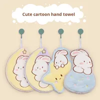 New Children's Hand Towel Hangable Absorbent Cute Rabbit Quick-Dry Coral Velvet Bathroom Hand Towel Wholesale