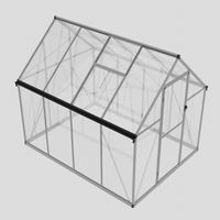 Kit de petite serre moderne ouverte toute l'année avec fonction d'économie d'énergie de plain-pied Assemblage facile Cadre en métal vert Matériau polycarbonate