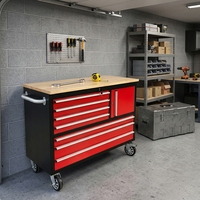 Armoire à outils roulante en bois OEM OBM de 48 pouces avec 7 tiroirs, compartiment de rangement, capacité de charge lourde de 800 kg, chariot à outils pour mécaniciens, certifié ISO9001