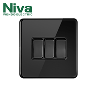 Interrupteur mural NIVA NV1 en acier inoxydable poli, design moderne de luxe, 1 poste, 2 voies, norme britannique, pour maison, hôtel, villa, intérieur
