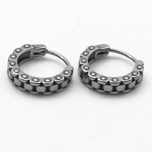 yunnique Hoop Earrings <b>Titanium</b> Steel Geometric <b>Chain</b> Design For Men And Women Japanese Korean Style Easy To Fasten Jewelry - Product Image 1