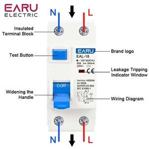 2/4P 10/30/100/300mA mini nhựa RCCB RCD <span class=keywords><strong>ELCB</strong></span> điện từ dư hiện tại ngắt mạch khác biệt ngắt EAL-18-AC - Product Image 4