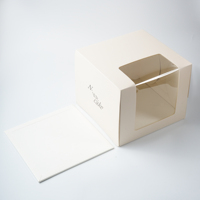 Folder Kertas Kustom Mewah Ramah Lingkungan Biodegradable dengan Embossing, untuk Kue, Bunga, Hadiah, Cangkir Kertas Kecil Transparan dengan Jendela PVC