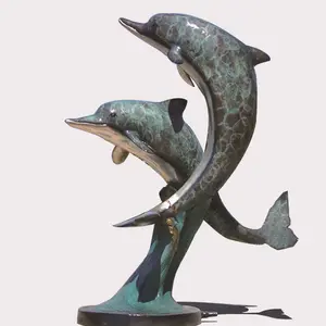 Заводская изготовленная на заказ литая наружная садовая статуя в натуральную величину бронзовая скульптура дельфина