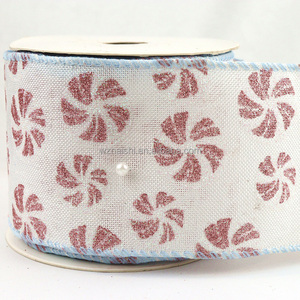 Noël Floral Motif Ruban Arbre <span class=keywords><strong>De</strong></span> Noël Arc Floral Guirlande Matériel Ruban Liège Bord Cadeau Emballage Ruban Sur Mesure - Product Image 6