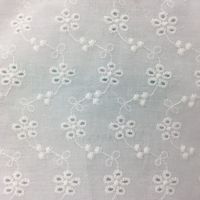 Tissu Jacquard Voile 100% Coton Respirant Léger Broderie Anglaise Textile de Maison Style Tendance CRF0465 Blanc 130gsm
