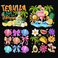 Transferts thermocollants DTF en plastisol 'Hello Summer Vibes', appliques personnalisées, autocollants à repasser pour t-shirts, sacs, chaussures, vente en gros