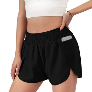 2026 Women 2 Layers Fitness Clothing Fast Dry Running Shorts Sports <b>Elastic</b> <b>Waist</b> Athletic GYM Shorts With Pocket - Product Image 4