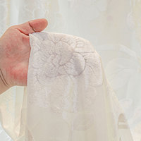 Voilage Jacquard Floral Blanc à Œillets, Rideau en Voile Polyester pour Chambre, Salon, Balcon
