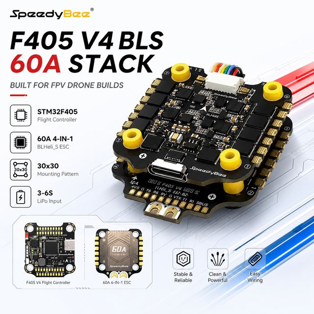 Original SpeedyBee F405 V4 BLS 60A 30x30 FC ESC Stack STM32F405 Flight Controller 4IN1 ESC for FPV Drone Accessories