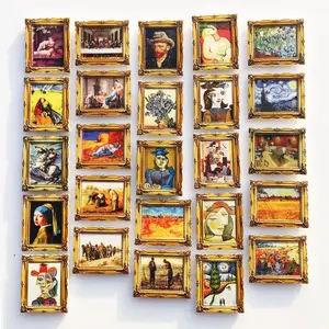 Van Gogh Picasso Resin Oil Painting Picture Frame Decorative Arts Crafts Refrigerator Magnets