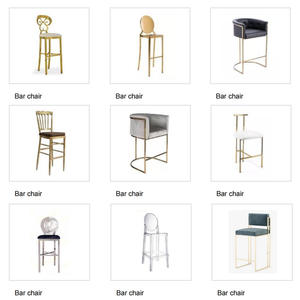 Chaise haute élégante blanche et rose, design <span class=keywords><strong>Valentino</strong></span>, tabouret de bar en tissu blush avec finition en acier inoxydable doré - Product Image 6