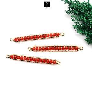 สร้อยข้อมือคาร์เนเลี่ยนทำด้วยมือธรรมชาติพร้อมชุบทอง18K จี้คู่และการทำเครื่องประดับทองเหลืองแบบ DIY - Product Image 3