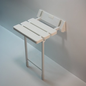 Wall Mounted Chair With <b>Legs</b> White Pet Material Bathroom Stool Folding Seat Shower <b>Bench</b> - Product Image 1