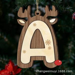 Pendentif en bois en forme de renne, ornements suspendus découpés au laser en bois massif, décoration de Noël, étiquette cadeau A - Product Image 3