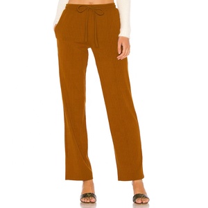 Pantaloni in tessuto <span class=keywords><strong>a</strong></span> <span class=keywords><strong>costine</strong></span> da donna personalizzati all'ingrosso pantaloni larghi in maglia di cotone eleganti eleganti allentati - Product Image 1
