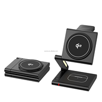 Support de charge sans fil magnétique 3-en-1 en alliage d'aluminium de haute qualité avec lumières LED, nouveau design pliable, chargeur et microphone