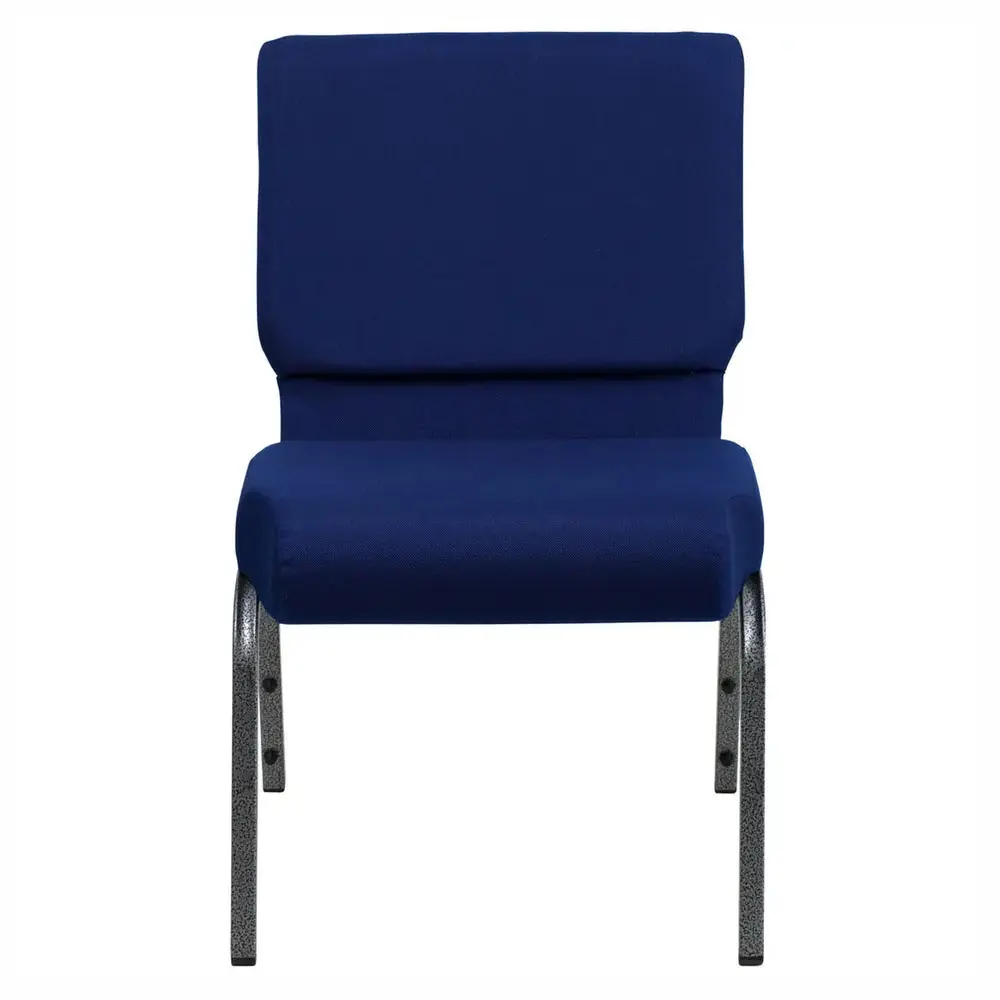 Precio barato de fábrica, sillas de teatro populares modernas Para Iglesia, sillas de iglesia de tela azul marino con estante de metal