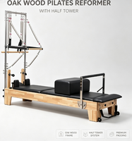 Reformer Pilates en Bois de Chêne Durable et Portable, Demi-Tourneuse, Garantie 2 Ans, Utilisation Universelle, Emballage Boîte en Bois pour Studio, MJD Réglable