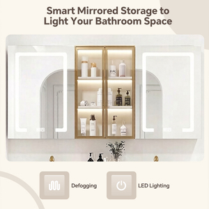 Meuble-lavabo de luxe rétro français - Double vasque en bois massif avec armoire miroir, plan de travail en pierre intégré avec vasque en céramique - Product Image 4
