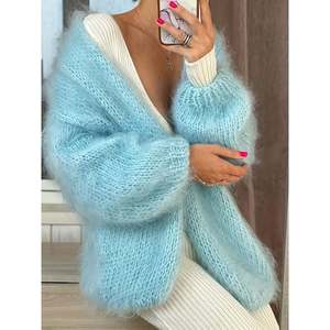 Fuzzy Longline <b>Cardigan</b> Light Blue Women's <b>Cardigan</b> - Product Image 5