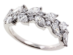 Bague de fiançailles en or blanc avec trois diamants, taille brillant, bague de mariage Cvd Hpht pour femme - Product Image 2