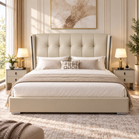 Lit capitonné avec tête de lit extra haute et capitonnée, lit de luxe King/Queen pour hôtel de luxe ou chambre principale