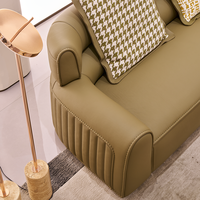 Canapé modulaire sectionnel moderne en cuir véritable 3 places de taille moyenne avec pieds en acier inoxydable pour salon - Design durable