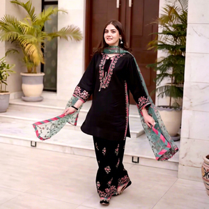 Fully <b>Stitched</b> & Ready to Wear Women’s Ethnic Wear Heavy Embroidery Sequence Work Top Bottom and Dupatta Set for Womens - Product Image 1