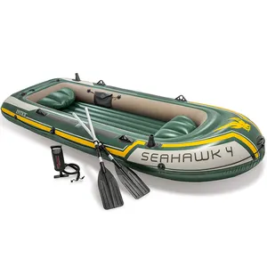 INTEX 68351 SEAHAWK 4 Perahu Olahraga, Kit Perahu Tiup dengan Dayung dan Pompa, Kayak Penyelamatan Memancing, Perahu Tiup