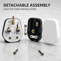 Prise industrielle auto-câblante 13A à trois broches carrées de type britannique (norme UK) en ABS/PC avec fusible, cordon d'alimentation 110-220V