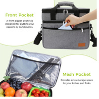 Sac isotherme à double compartiment avec logo personnalisé, sac à lunch portable, sac isotherme réutilisable avec bandoulière