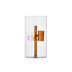 Vase de table en verre ambré avec motif iris, décoration moderne italienne pour la maison, idéal pour un cadeau de pendaison de crémaillère - Product Image 1