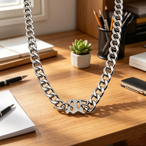 Collier cubain tendance hip-hop européen et américain pour homme Seven Brothers, en acier inoxydable titane, chaîne épaisse pour clavicule, cadeau - Product Image 1