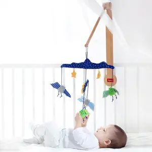 Nursery Bed Bell Decoration Toy Music Box Standing Cradle Wood Arm Holder Wooden Baby Crib Mobile Hanger