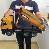 Huina 1536 Nuevo Camión Volquete RC a Escala 1:14 con Control Remoto de 12 Canales y 2.4Ghz, Vehículo de Ingeniería con Tolva Elevadora, Sonido y Luces LED