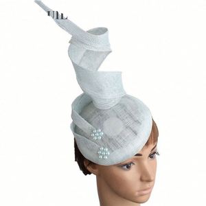 Chapeau de cérémonie en fil de chanvre à quatre couches, nouveau style, accessoires de cheveux de style européen, épingles à cheveux, fascinators pour femmes - Product Image 1