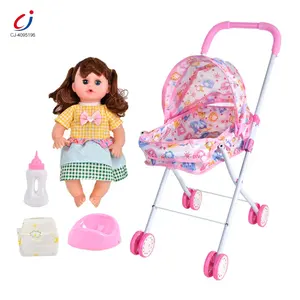 Chengji educational toys deluxe girl pretend play baby doll play stroller set 14 inch baby doll set toy for kids