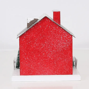 <strong>Custom</strong> Red <strong>Christmas</strong> <strong>Village</strong> <strong>Houses</strong> LED Lights Reindeer Handmade Paper Lighted Story <strong>Village</strong> SOTE Brand F02 Model 21x16x20CM - Product Image 3