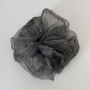 Anneau et accessoires pour cheveux en fil bulle et strass pour femmes élégantes, bandeau rayé en maille de 17 cm pour usage quotidien - Product Image 4