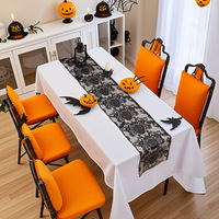 Nappe de table de style français pour la fête des défunts, chemin de table en dentelle noire pour Halloween