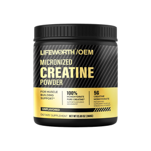 ผงครีเอทีนโมโนไฮเดรต Lifeworth OEM แบบผสมเร็ว สำหรับการเจริญเติบโตของกล้ามเนื้อในผู้ใหญ่ และการฟื้นฟูหลังออกกำลังกาย - Product Image 1