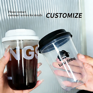 Vasos de Plástico Desechables en Forma de U para Batidos, Smoothies, Té con Leche y Boba, con Tapas de Colores, Logotipo Personalizado, Diámetro 90mm, 380/500/700U, Venta al Por Mayor - Product Image 3