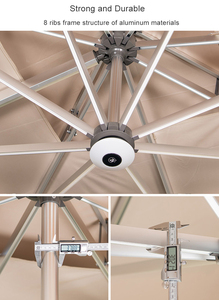 <span class=keywords><strong>Parasol</strong></span> solaire extérieur pour restaurant 3m, <span class=keywords><strong>grand</strong></span> <span class=keywords><strong>parasol</strong></span> 3,5m, cadre en aluminium robuste, lumières LED - Product Image 4