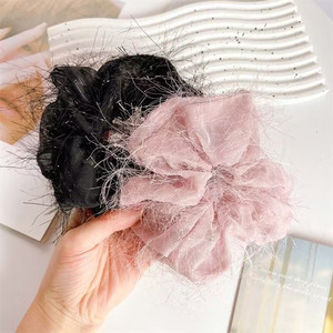 Brillant soie poilu gros intestin cheveux cravate chouchous femmes maille élastique bande de cheveux cravates cheveux chouchous pour les femmes - Product Image 2