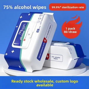 Lingettes antiseptiques à 75 % d'alcool, vente en gros, emballées individuellement, 80 lingettes jetables, lingettes humides hygiéniques et désinfectantes - Product Image 3