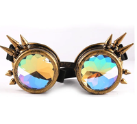 Lunettes Kaléidoscope pour Raves Trippy Psychedelic Steampunk Lunettes avec Rainbow Prism Diffraction Crystal Lenses