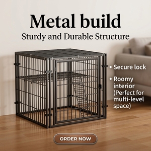 Corral <span class=keywords><strong>para</strong></span> Gatos con Cubierta Negra, Plataforma y <span class=keywords><strong>Escalera</strong></span>, 4 Paneles de Hierro con Recubrimiento en Polvo, <span class=keywords><strong>para</strong></span> Gatitos y Mascotas Pequeñas, <span class=keywords><strong>para</strong></span> Interiores y Apartamentos - Product Image 5