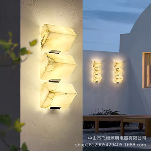 Lámpara de Pared Exterior con Aspecto de Mármol, Impermeable, con Sensor de Movimiento, para Entrada de Villa, Balcón, Terraza - Product Image 1